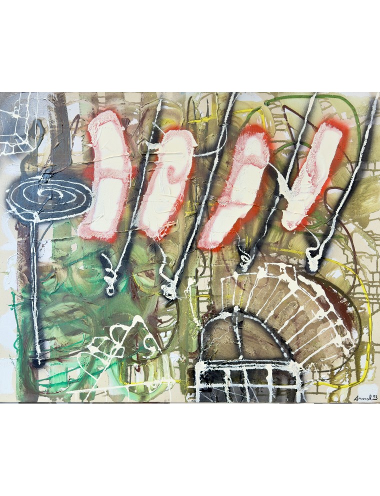 Le Jardin aux Fleurs Carnivores. Série des Rencontres. 1992. Huile sur toile. Signée et datée de François Arnal