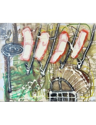 Le Jardin aux Fleurs Carnivores. Série des Rencontres. 1992. Huile sur toile. Signée et datée de François Arnal