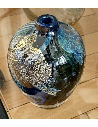 Vase - Jean-Claude Novaro - Vase soliflore ovoïde en verre à décor d'intercalaires et fe