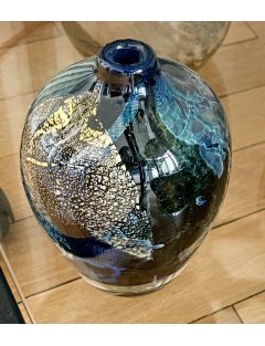 Vase - Jean-Claude Novaro - Vase soliflore ovoïde en verre à décor d'intercalaires et fe