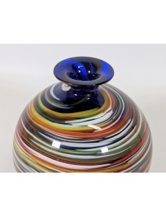 Vase boule en verre soufflé à décor type "diabolo", gravé en dessous Gianni VERSACE