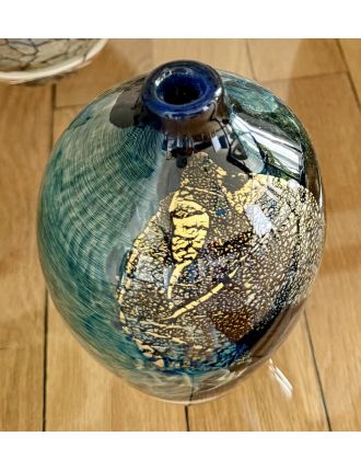 Vase - Jean-Claude Novaro - Vase soliflore ovoïde en verre à décor d'intercalaires et fe