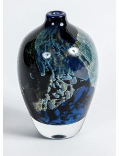 Vase - Jean-Claude Novaro - Vase soliflore ovoïde en verre à décor d'intercalaires et fe