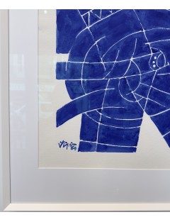 Aquarelle en bleu de Georges Collignon. Signée et datée 1964.