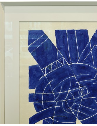 Aquarelle en bleu de Georges Collignon. Signée et datée 1964.
