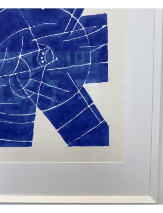 Aquarelle en bleu de Georges Collignon. Signée et datée 1964.