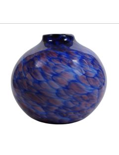 Vase - Jean-Claude Novaro - Vase boule à col étroit en verre marmoréen bleu. Signé au de