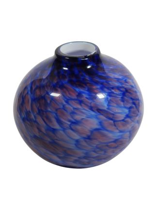 Vase - Jean-Claude Novaro - Vase boule à col étroit en verre marmoréen bleu. Signé au de