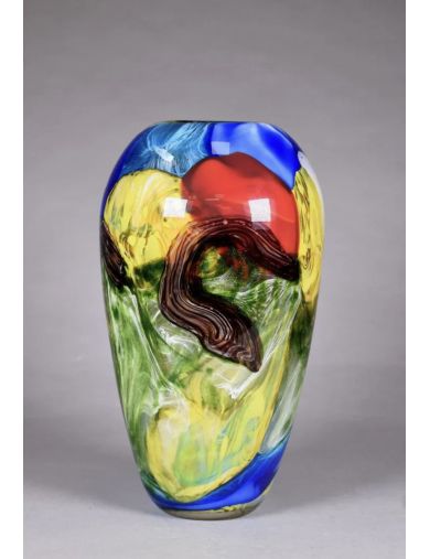 Vase - Murano - Vase balustre en verre polychrome émaillé aux couleurs prima