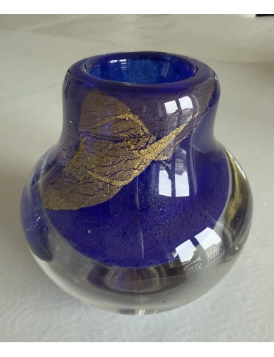 Jean-Claude Novaro - Vase Ovoïde en verre à décor polychrome signé et daté 94 sous la base