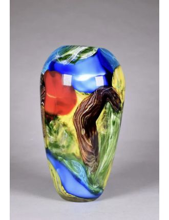 Vase - Murano - Vase balustre en verre polychrome émaillé aux couleurs prima