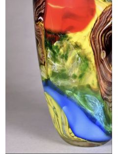 Vase - Murano - Vase balustre en verre polychrome émaillé aux couleurs prima
