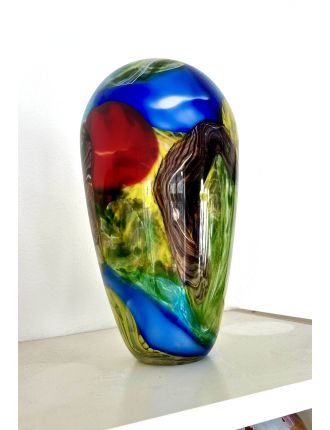 Vase - Murano - Vase balustre en verre polychrome émaillé aux couleurs prima