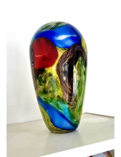 Vase - Murano - Vase balustre en verre polychrome émaillé aux couleurs prima
