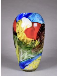 Vase - Murano - Vase balustre en verre polychrome émaillé aux couleurs prima