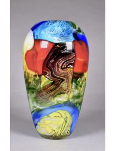 Vase - Murano - Vase balustre en verre polychrome émaillé aux couleurs prima
