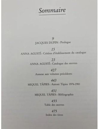 Livre TÀPIES par Anna AGUSTI - Catalogue raisonné en 4 volumes. Edition Könemann, Cologne 1999.