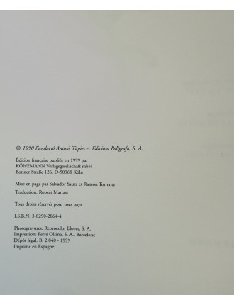 Livre TÀPIES par Anna AGUSTI - Catalogue raisonné en 4 volumes. Edition Könemann, Cologne 1999.