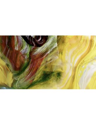 Vase - Murano - Vase ovoïde à panse aplatie en verre polychrome à décor de r