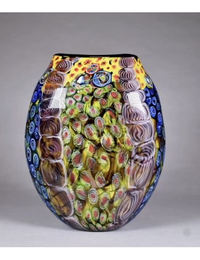 Vase - Murano - Vase ovoïde en verre à décor en polychromie de murines. H :
