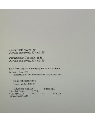 Livre Catalogue Jean DUBUFFET. Partitions 1980-81 - Psycho-sites 1981. New-York, The Pace gallery, 1983.