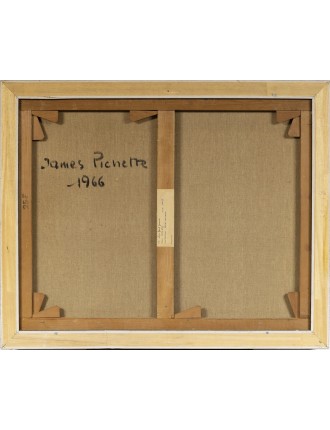 "Sur fond jaune". 1966. Huile sur toile signée de James Pichette