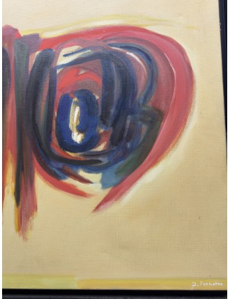 "Sur fond jaune". 1966. Huile sur toile signée de James Pichette