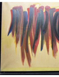 "Sur fond jaune". 1966. Huile sur toile signée de James Pichette