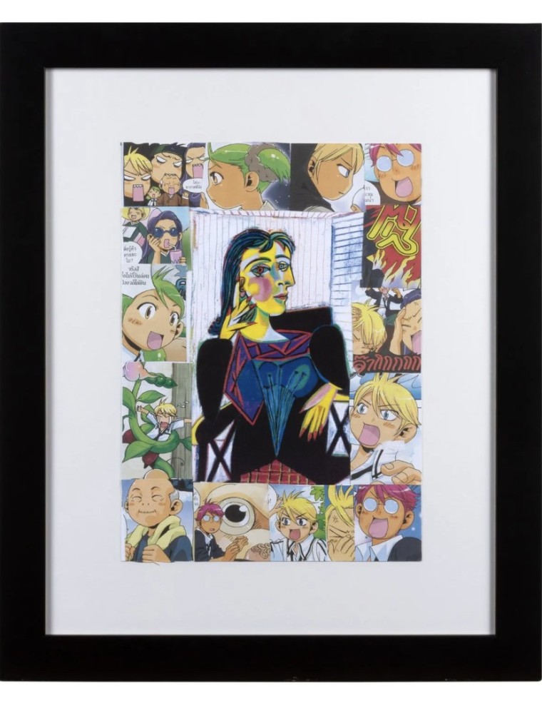 Portrait de Dora Maar. Collages. Signée au dos.