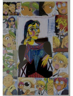 Portrait de Dora Maar. Collages. Signée au dos.