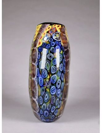 Vase - Murano - Vase ovoïde en verre à décor en polychromie de murines. H :