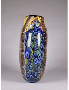 Vase - Murano - Vase ovoïde en verre à décor en polychromie de murines. H :