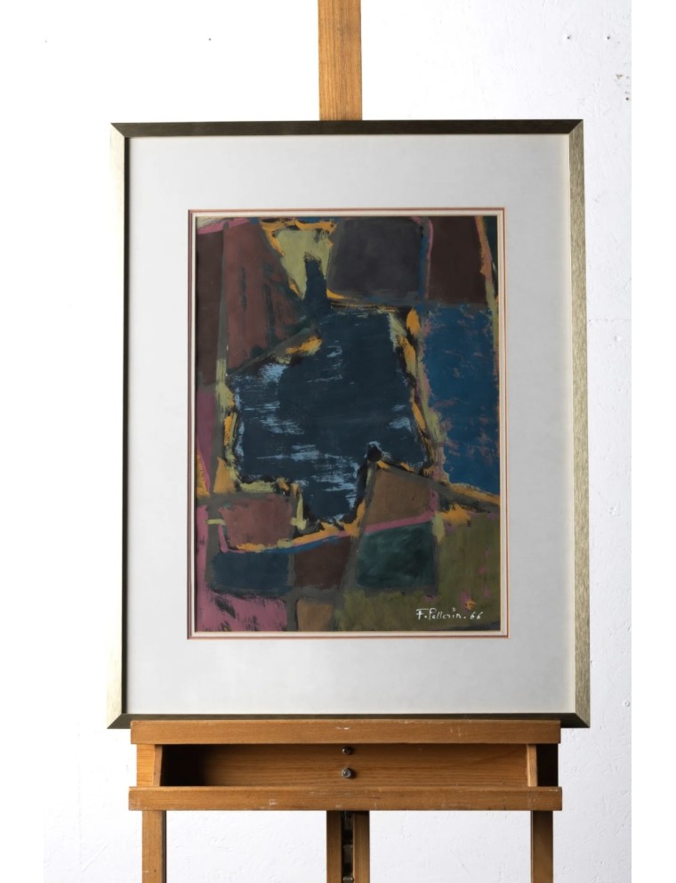 Composition abstraite. Gouache sur papier. Signée et datée en bas à droite 1966 de Francis Pellerin