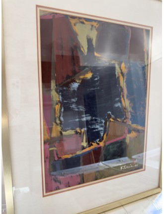 Composition abstraite. Gouache sur papier. Signée et datée en bas à droite 1966 de Francis Pellerin