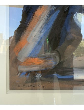 Composition abstraite. Gouache sur papier. Signée et datée 61 de James Pichette