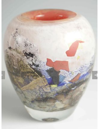Vase - Jean-Claude Novaro - Vase en verre soufflé à décor d'inclusions dorées