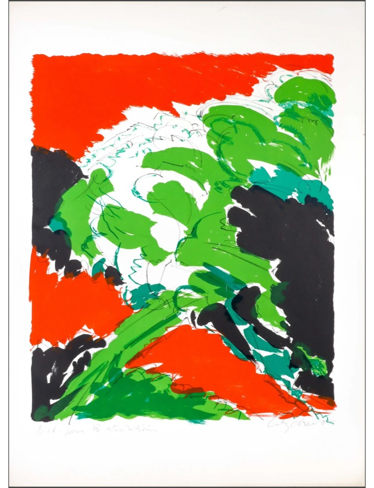 Lithographie couleur Verdure de Maurice Wyckaert Lithographie couleur Verdure de Maurice Wyckaert
