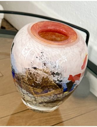 Vase - Jean-Claude Novaro - Vase en verre soufflé à décor d'inclusions dorées