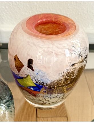 Vase - Jean-Claude Novaro - Vase en verre soufflé à décor d'inclusions dorées