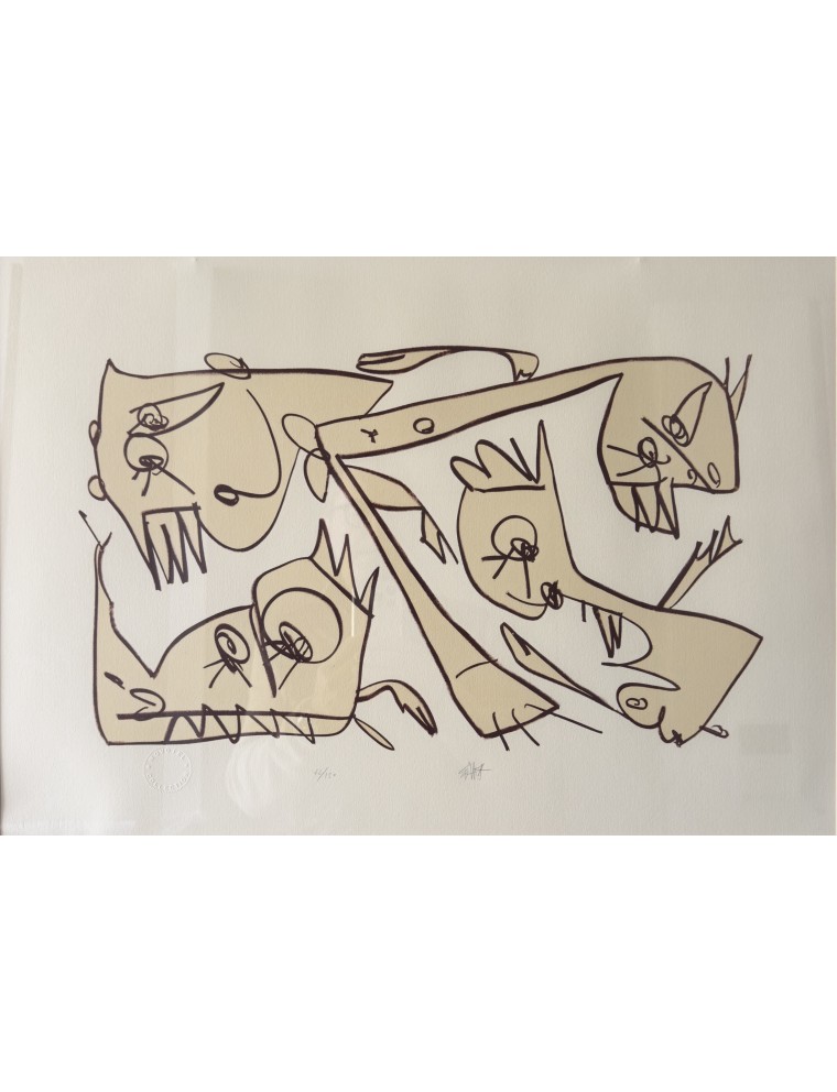 Lithographie Le printemps. 1996. Signée au crayon par l'artiste et numérotée 42/150 de Antonio Saura