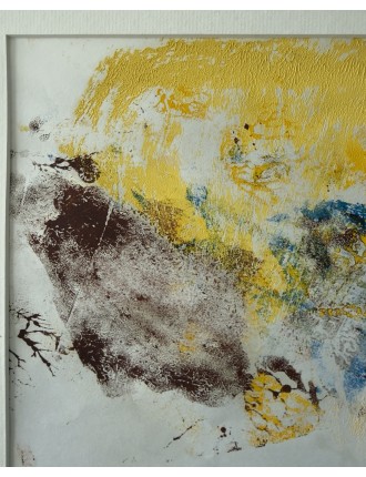 Composition abstraite. Huile sur papier. Ton jaune, ocre et bleu de Dora Maar