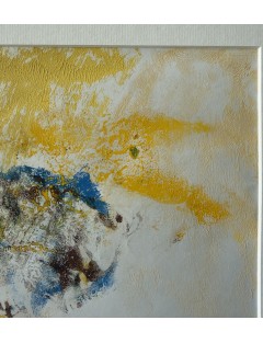 Composition abstraite. Huile sur papier. Ton jaune, ocre et bleu de Dora Maar