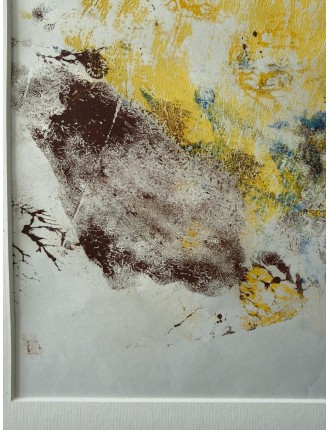 Composition abstraite. Huile sur papier. Ton jaune, ocre et bleu de Dora Maar