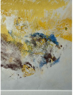 Composition abstraite. Huile sur papier. Ton jaune, ocre et bleu de Dora Maar