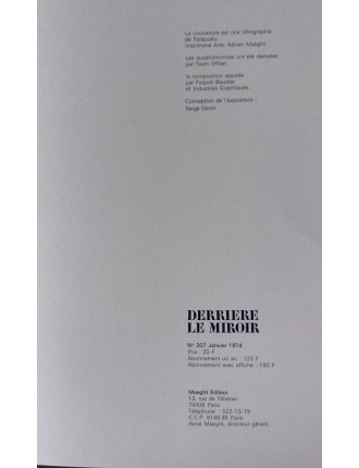 Derrière le Miroir n°207 - Cinq livre gravé. Paris, Maeght Éditeur, janv. 1974