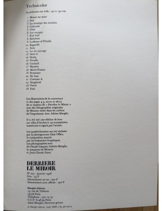 Derrière le miroir n°227. Monory. Janvier 1978. Editions Maeght.