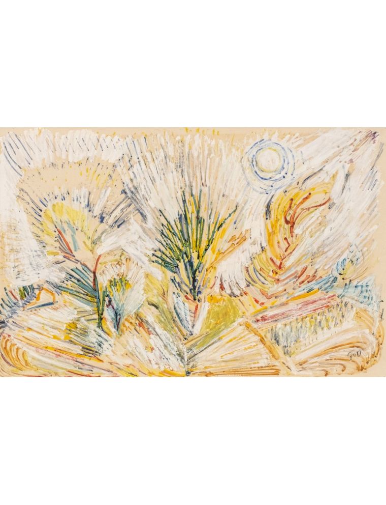 Paysage ensoleille. Gouache de Geer Van Velde
