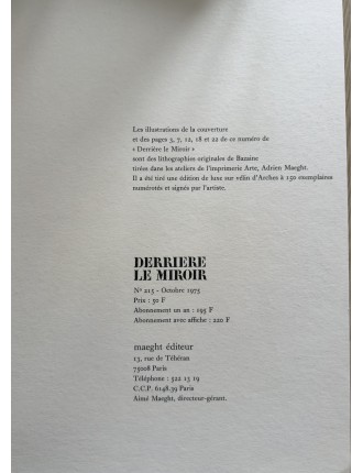 Derrière le miroir n°215. Bazaine. Octobre 1975. Editions Maeght.
