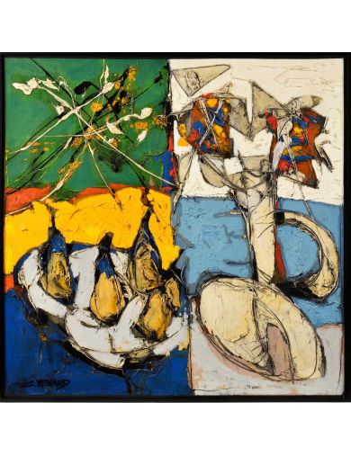 Nature morte au vase de fleurs, 1961. Huile sur toile. Claude Venard