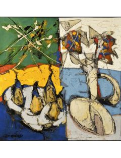 Nature morte au vase de fleurs, 1961. Huile sur toile. Claude Venard